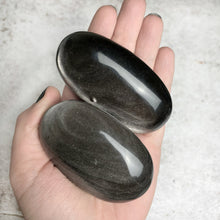 Load image into Gallery viewer, Silver Obsidian Palm Stone
