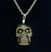 Load image into Gallery viewer, Golden Obsidian Skull Necklace
