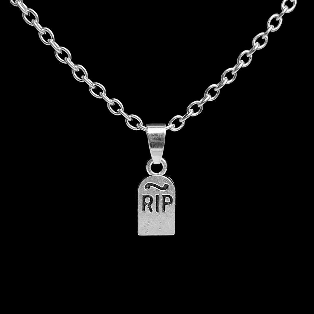 RIP Gravestone Necklace